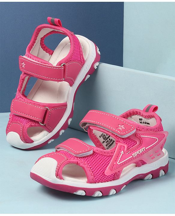 Cute Walk by Babyhug Velcro Closure Solid Color Sandals  - Pink
