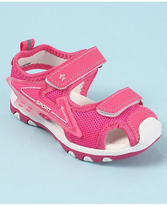 Cute Walk by Babyhug Velcro Closure Solid Color Sandals  - Pink