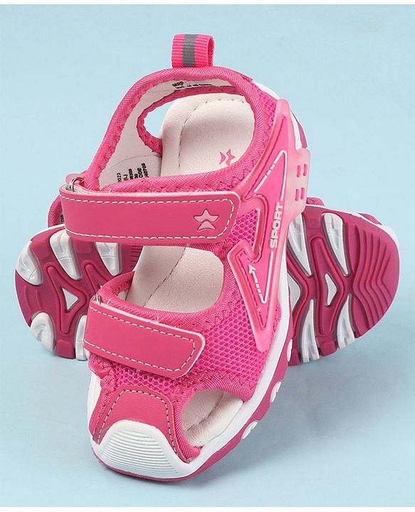 Cute Walk by Babyhug Velcro Closure Solid Color Sandals  - Pink