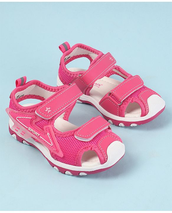 Cute Walk by Babyhug Velcro Closure Solid Color Sandals  - Pink
