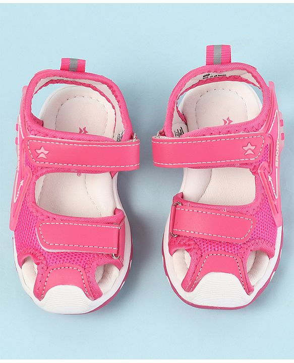 Cute Walk by Babyhug Velcro Closure Solid Color Sandals  - Pink