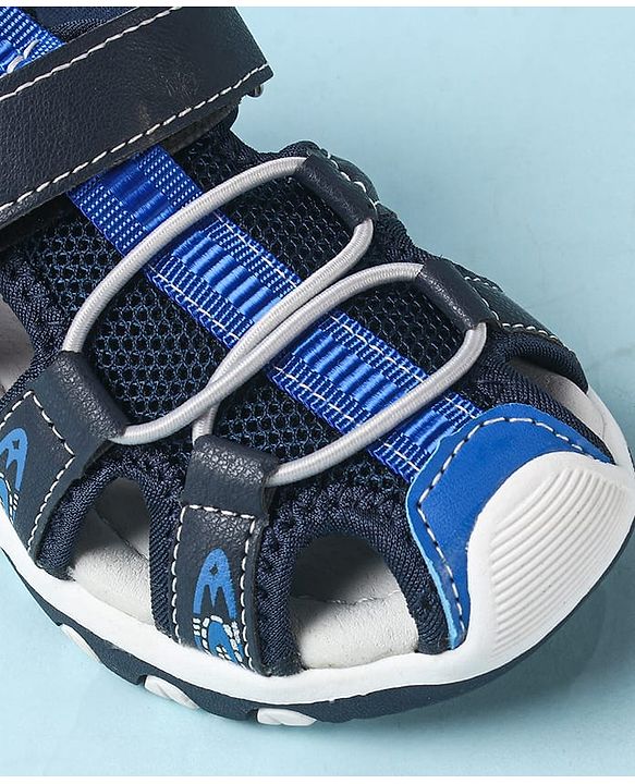 Cute Walk by Babyhug Velcro Closure Sandals With Lace Detailing - Grey & Neon Green