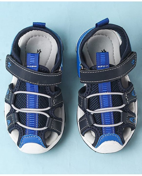 Cute Walk by Babyhug Velcro Closure Sandals With Lace Detailing - Grey & Neon Green