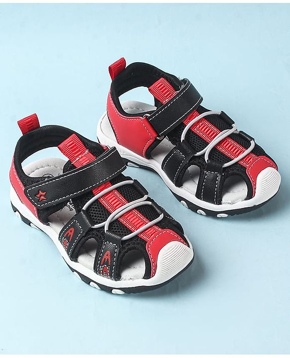 Cute Walk by Babyhug Velcro Closure Sandals With Lace Detailing - Grey & Neon Green