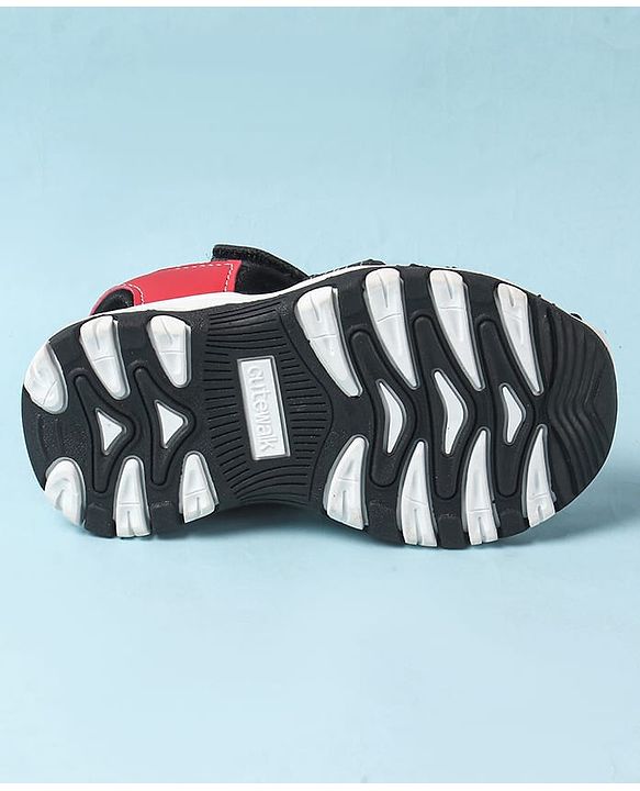 Cute Walk by Babyhug Velcro Closure Sandals With Lace Detailing - Grey & Neon Green