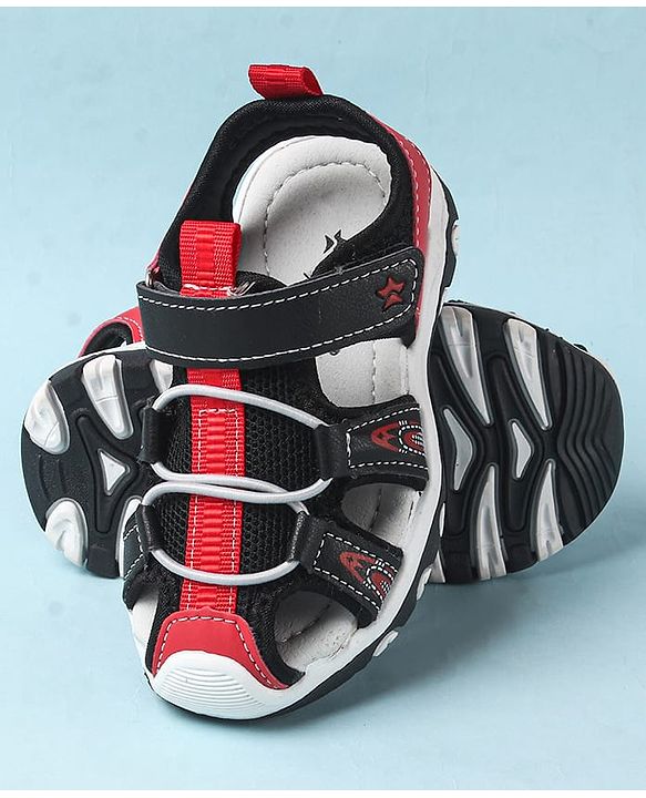 Cute Walk by Babyhug Velcro Closure Sandals With Lace Detailing - Grey & Neon Green