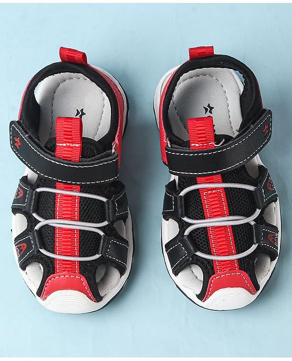 Cute Walk by Babyhug Velcro Closure Sandals With Lace Detailing - Grey & Neon Green