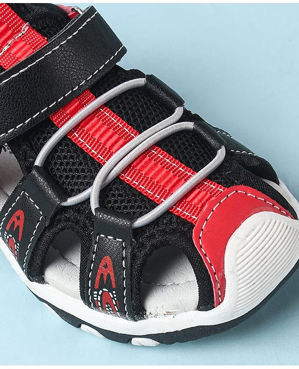 Cute Walk by Babyhug Velcro Closure Sandals With Lace Detailing - Grey & Neon Green