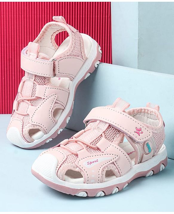 Cute Walk by Babyhug Velcro Closure Sandals With Lace Detailing - Pink