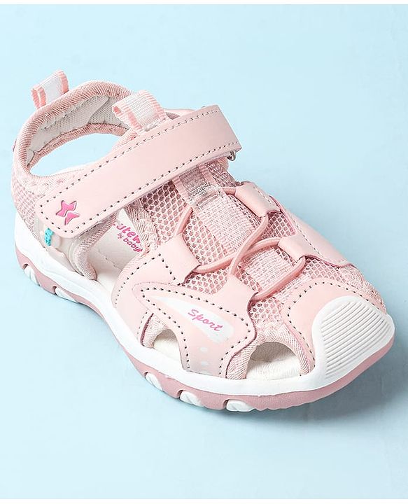 Cute Walk by Babyhug Velcro Closure Sandals With Lace Detailing - Pink