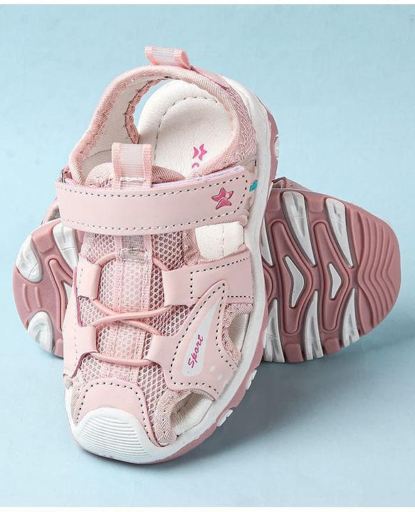 Cute Walk by Babyhug Velcro Closure Sandals With Lace Detailing - Pink