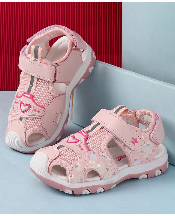 Cute Walk by Babyhug Sandals with Velcro Closure & Heart Applique - Pink