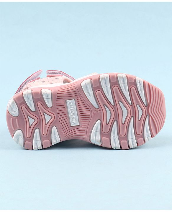 Cute Walk by Babyhug Sandals with Velcro Closure & Heart Applique - Pink