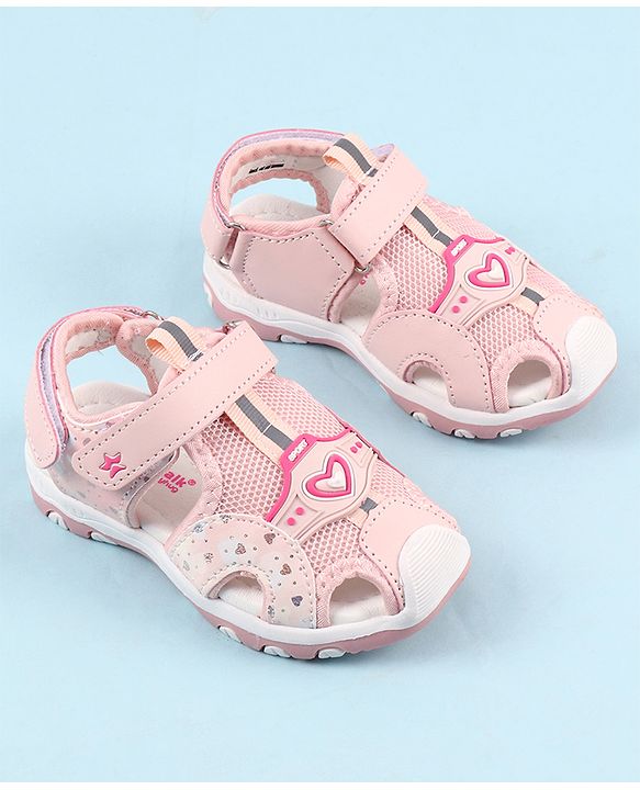 Cute Walk by Babyhug Sandals with Velcro Closure & Heart Applique - Pink