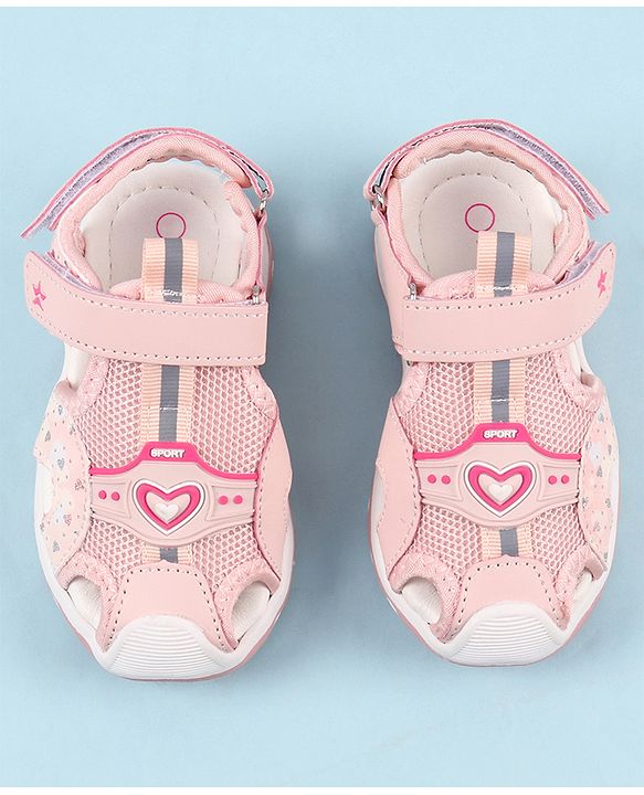 Cute Walk by Babyhug Sandals with Velcro Closure & Heart Applique - Pink