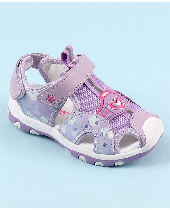 Cute Walk by Babyhug Sandals with Velcro Closure & Heart Applique - Pink
