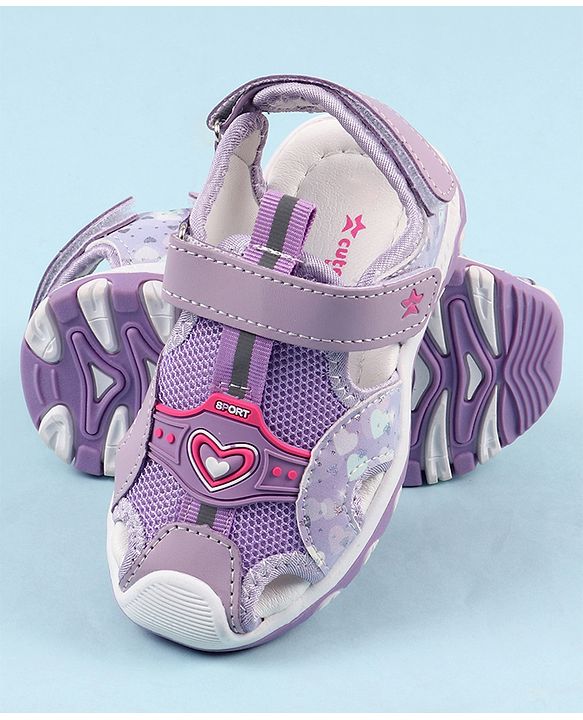 Cute Walk by Babyhug Sandals with Velcro Closure & Heart Applique - Pink