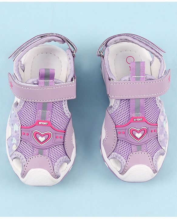 Cute Walk by Babyhug Sandals with Velcro Closure & Heart Applique - Pink