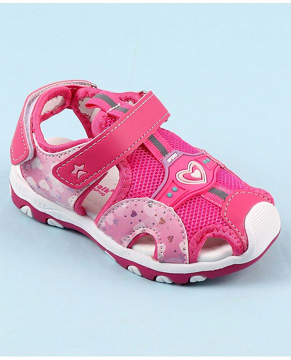 Cute Walk by Babyhug Sandals with Velcro Closure & Heart Applique - Pink