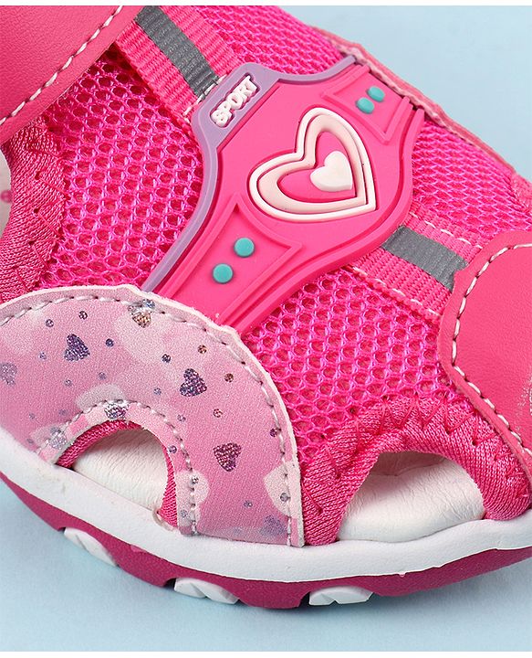 Cute Walk by Babyhug Sandals with Velcro Closure & Heart Applique - Pink