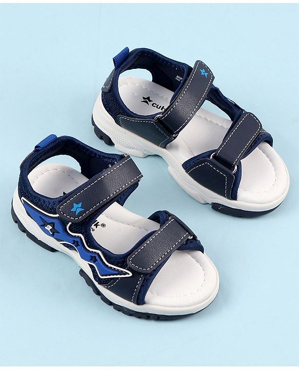 Cute Walk by Babyhug Sandals with Velcro Closure & Star Applique - Navy Blue
