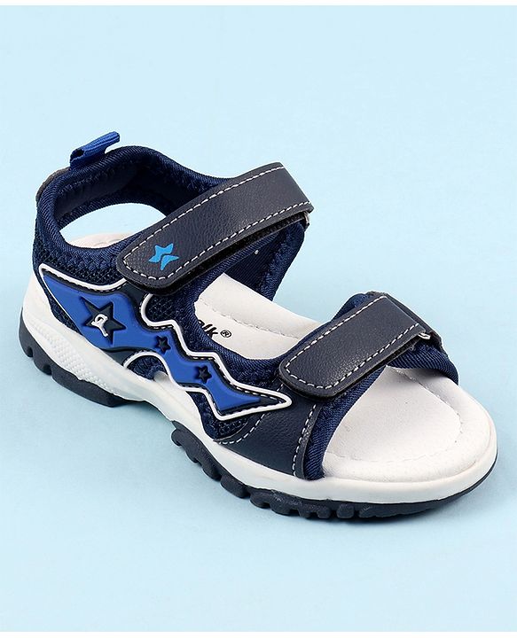 Cute Walk by Babyhug Sandals with Velcro Closure & Star Applique - Navy Blue