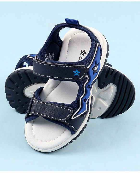 Cute Walk by Babyhug Sandals with Velcro Closure & Star Applique - Navy Blue