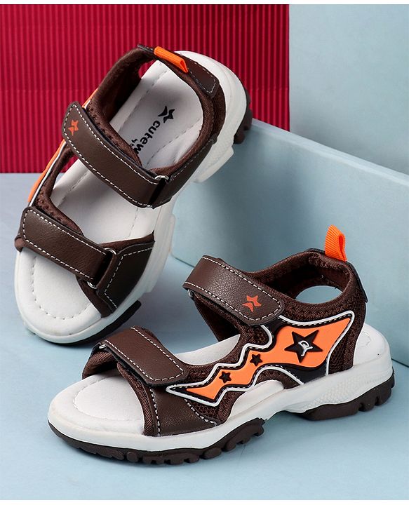 Cute Walk by Babyhug Sandals with Velcro Closure & Star Applique - Navy Blue