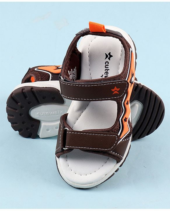 Cute Walk by Babyhug Sandals with Velcro Closure & Star Applique - Navy Blue