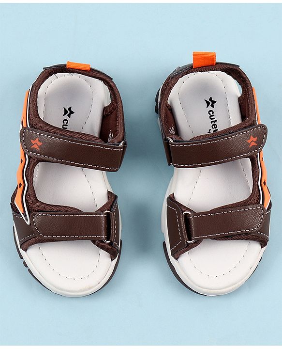 Cute Walk by Babyhug Sandals with Velcro Closure & Star Applique - Navy Blue