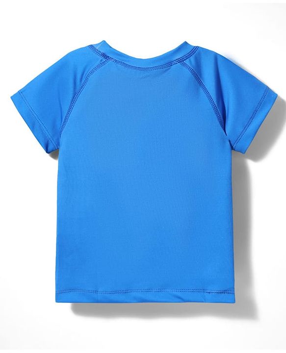 Babyhug Cotton Water Repellant Half Raglan Sleeves Two Piece Swimming Suit with Dino Print - Blue & Green