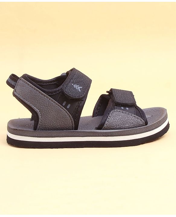 Pine Kids Solid Sandals With Velcro Closure - Black & Grey