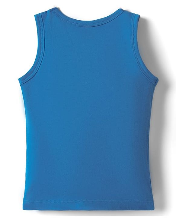 Babyhug 100% Cotton Single Jersey Knit Antibacterial Sleeveless Sando with Stripes & Animal Print Pack of 3 - Blue
