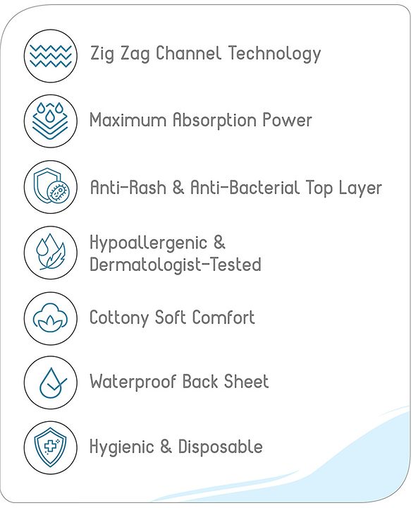 Babyhug Disposable Diaper Changing Mat Medium Size Pack of 10 - Blue