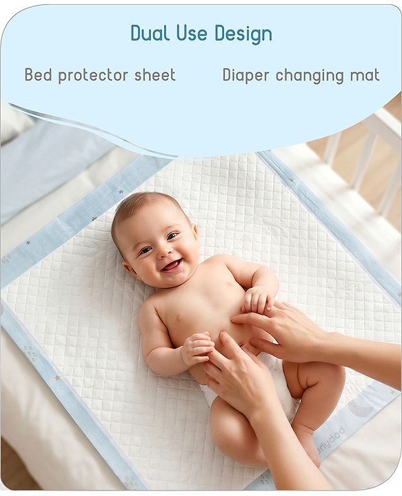 Babyhug Disposable Diaper Changing Mat Medium Size Pack of 10 - Blue