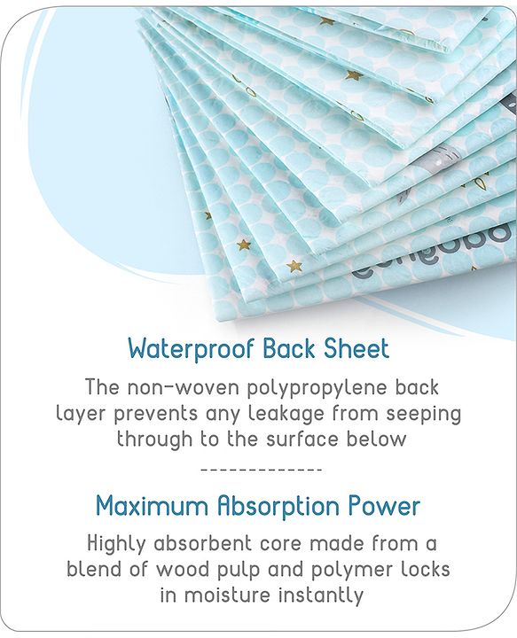 Babyhug Disposable Diaper Changing Mat Medium Size Pack of 10 - Blue