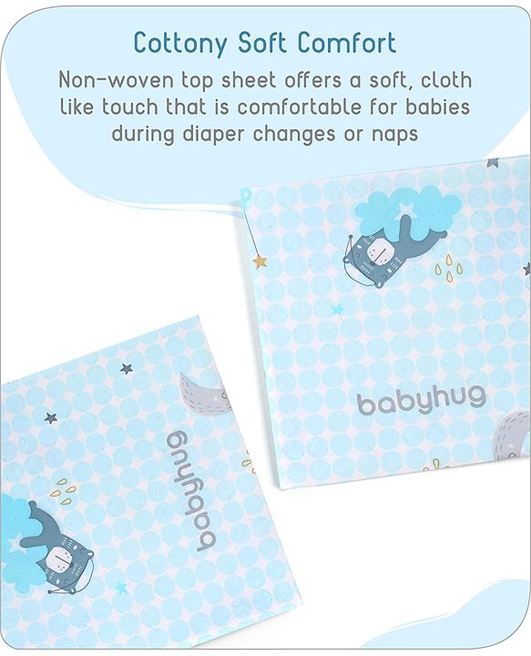 Babyhug Disposable Diaper Changing Mat Medium Size Pack of 10 - Blue
