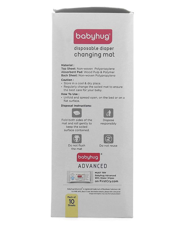 Babyhug Disposable Diaper Changing Mat Medium Size Pack of 10 - Blue