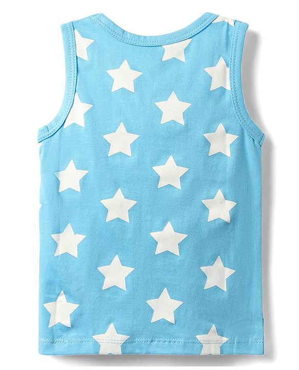 Babyhug 100% Cotton Knit Sleeveless Antibacterial Vests with Star Print & Stripes Pack of 5 - Multicolor