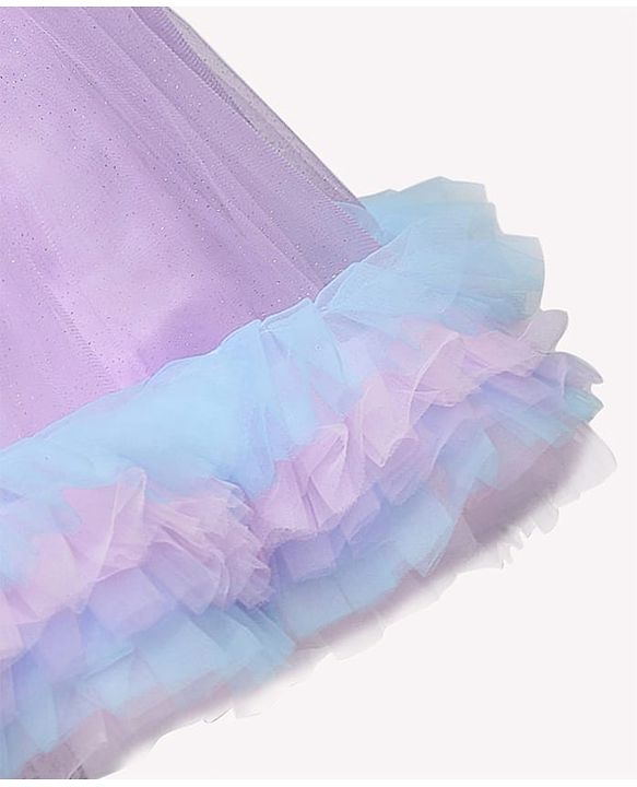 Babyhug Woven Sleeveless Ruffled Party Dress With Floral Corsage - Lavender