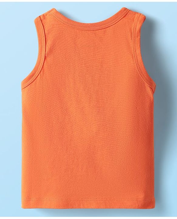 Babyhug 100% Cotton Antibacterial Sleeveless Sando With Stripes & Animal Print Pack Of 3 - Light Blue Orange & White