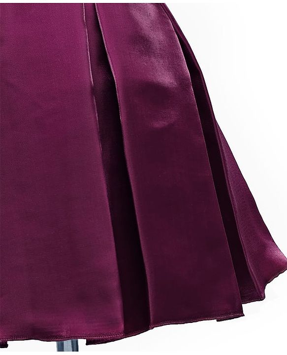 Babyhug Woven Sleeveless Pleated Party Dress With Floral Corsage - Wine