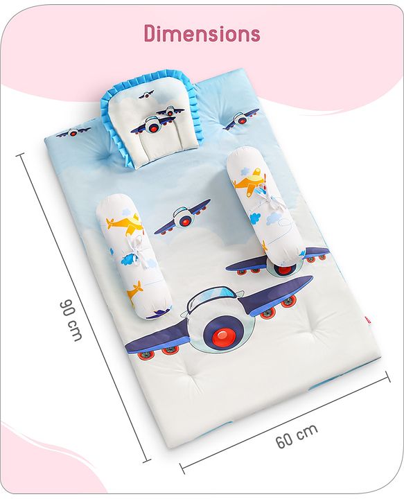 Babyhug Premium Aeroplane Theme Printed Super Saver Bedding Combo Set -White