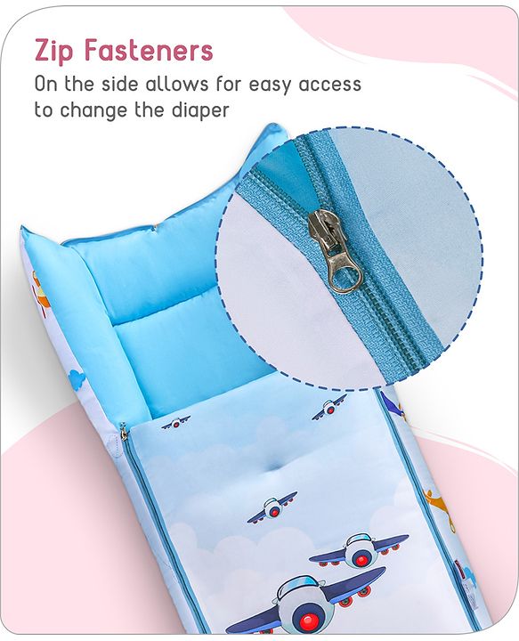 Babyhug Premium Aeroplane Theme Printed Super Saver Bedding Combo Set -White