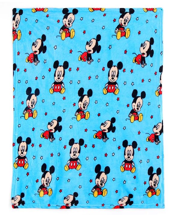 Babyhug Lightweight Disney Single Ply Mink Blanket Smiley Mickey  Print- Brown