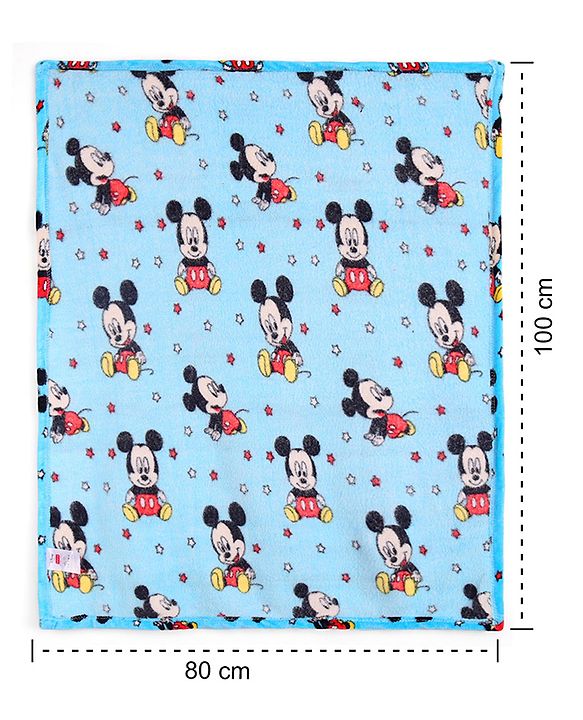 Babyhug Lightweight Disney Single Ply Mink Blanket Smiley Mickey  Print- Brown