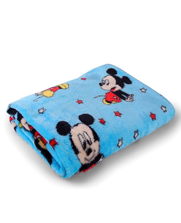 Babyhug Lightweight Disney Single Ply Mink Blanket Smiley Mickey  Print- Brown