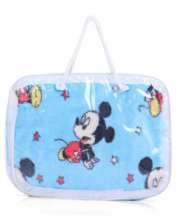 Babyhug Lightweight Disney Single Ply Mink Blanket Smiley Mickey  Print- Brown