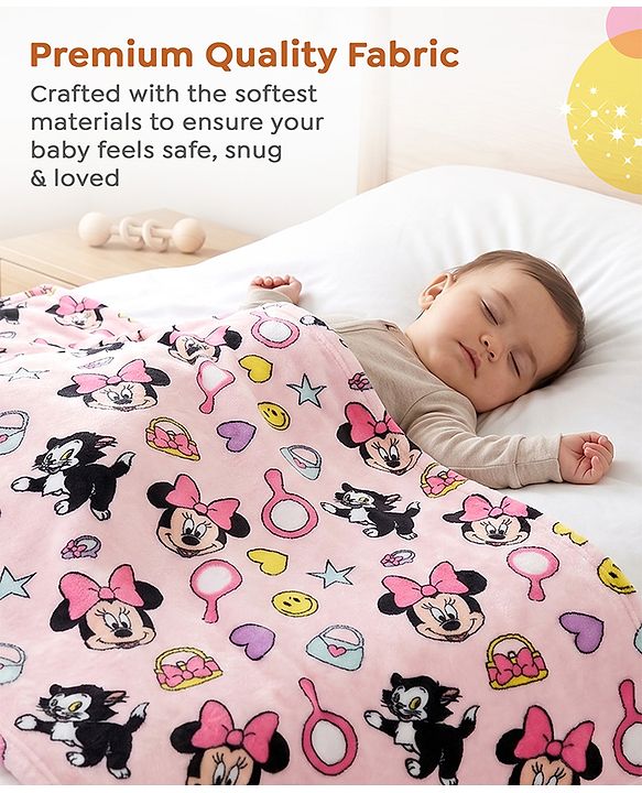 Babyhug Disney Mink Blanket Minnie Mouse Print - Pink
