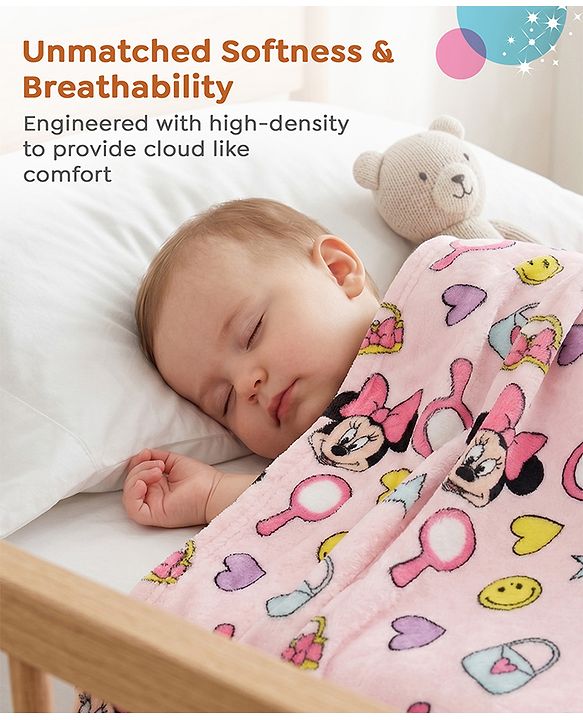 Babyhug Disney Mink Blanket Minnie Mouse Print - Pink